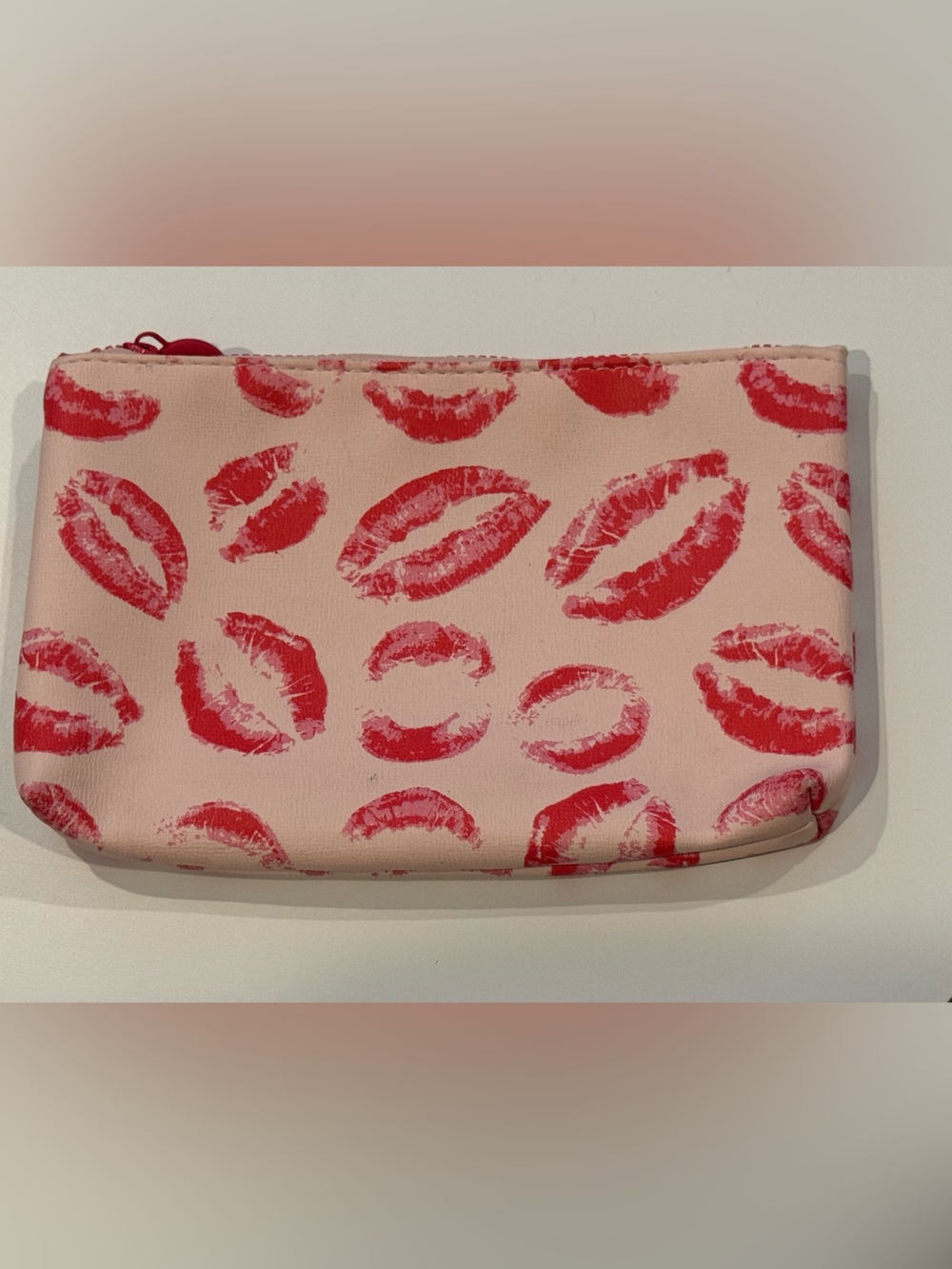 ipsy Pink Cosmetic Pouch with Red Kiss Print
